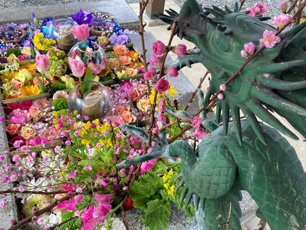 宇部市 西宮八幡宮の花手水は節分からひな祭り仕様に変わっています 号外net 宇部市 山陽小野田市